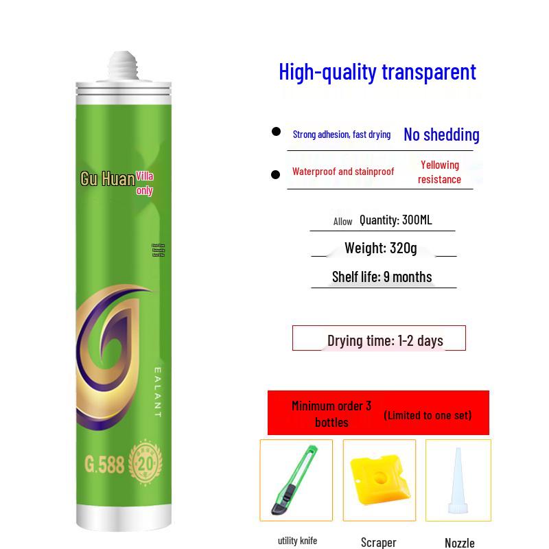 GuHuan 793 Neutral Silicone Sealant: Waterproof, Mildewproof, Weatherproof - Available In White, Transparent, and Gray.