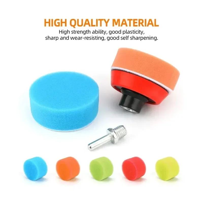 29-teiliges Auto-Schaum-Bohrer-Polierpad-Kit 1,2/2/3 Zoll Polierpads Schwamm-Set Kit M14 Bohreradapter Elektrowerkzeug Autopolierer