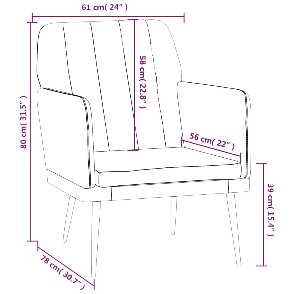 Armchair Gray 61x78x80 cm Artificial Leather