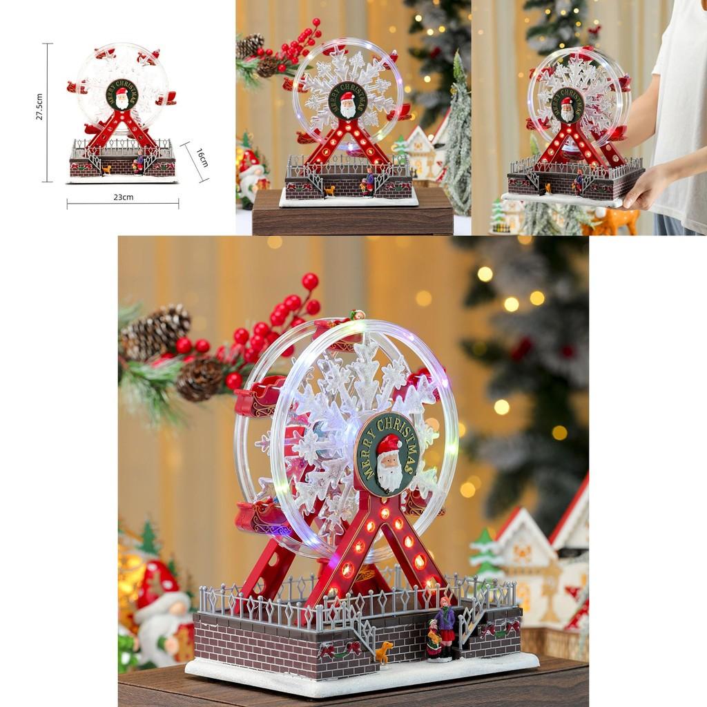 Santa Claus Themed Luminous Ferris Wheel Music Box For Holiday Celebrations