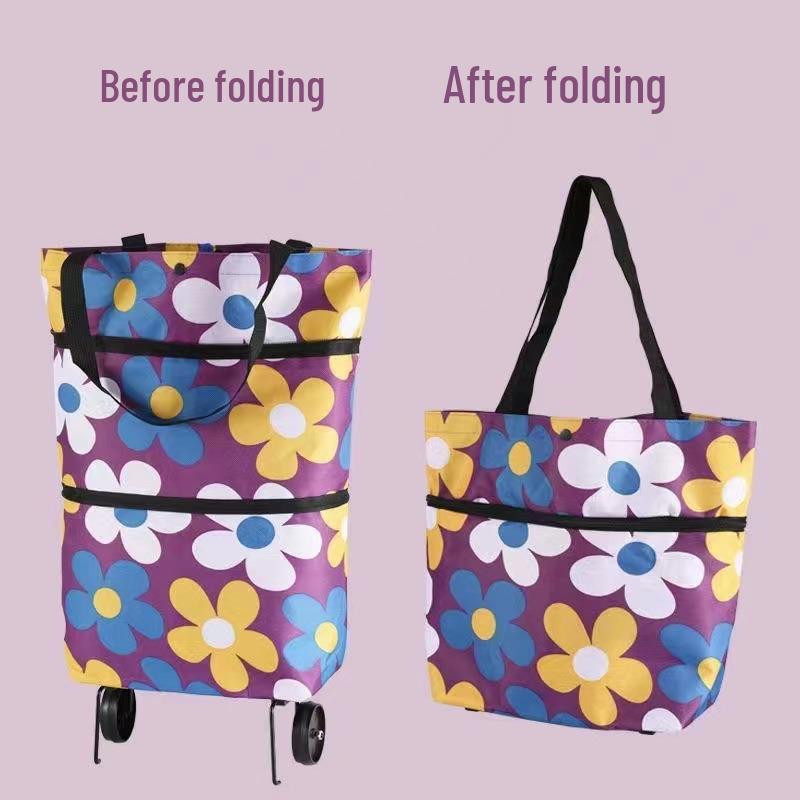Compact Folding Shopping Cart with Wheels - Lightweight & Wearable Design