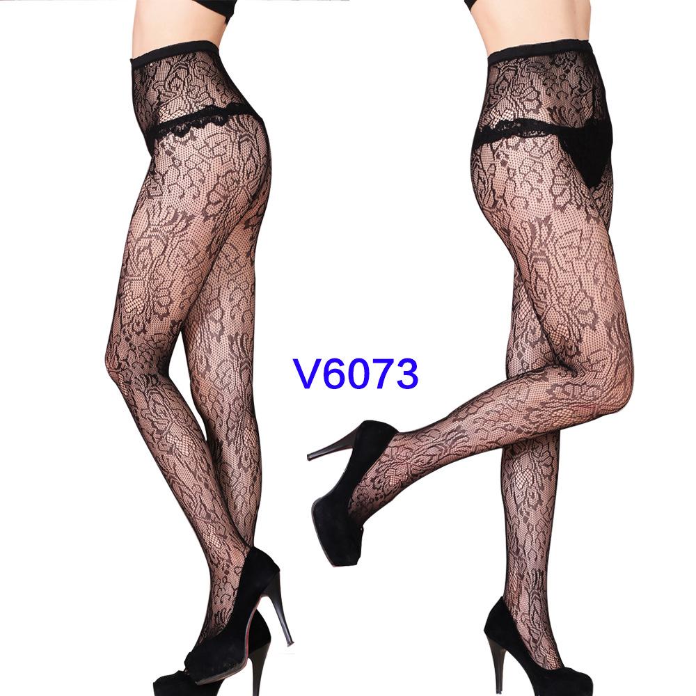 Warp Knitted Seamless Trend Jacquard Fishing Net Socks, Little Love Tiger Pattern Grid Black Stockings