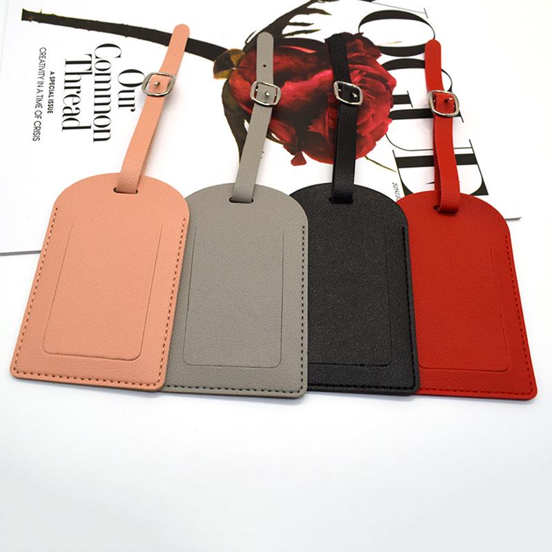 Customizable PU Leather Luggage Tag with Hardware Buckle & Signature Paper