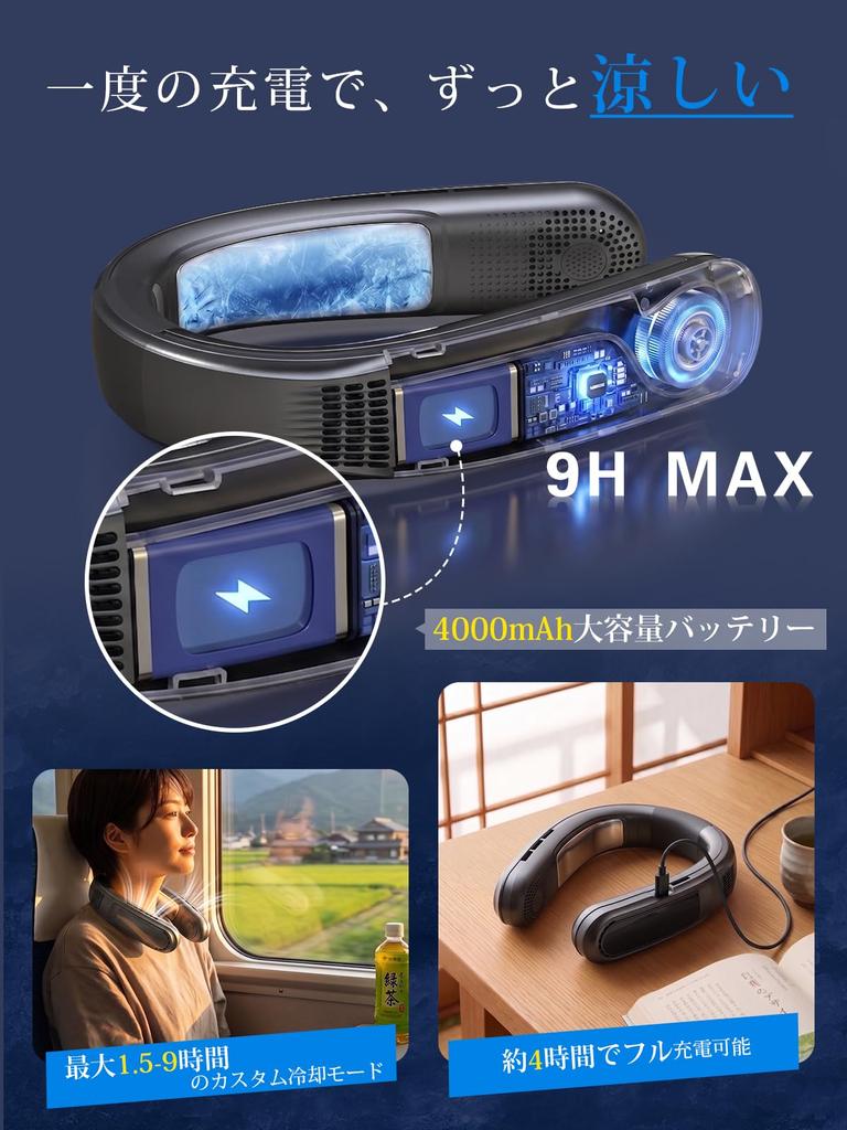 Summer Dual Cooling Neck Portable Cooling Airflow LED 4000mAh High Long Continuous Heatstroke Sports Outdoor Work Birthday Gift 2026 & Plates