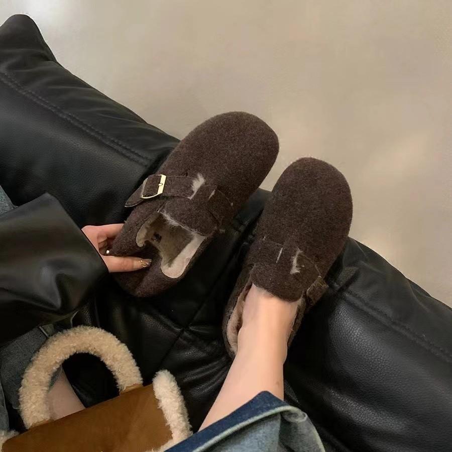 Retro velvet shoes women's shoes 2025 new autumn and winter Korean version Doudou shoes velvet thermal cotton single shoes