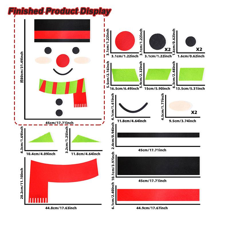 Christmas Decorations Sticker Non-Woven Elk Christmas Tree Snowman Door Stickers DIY Felt Window Wall Sticker Christmas Supplie