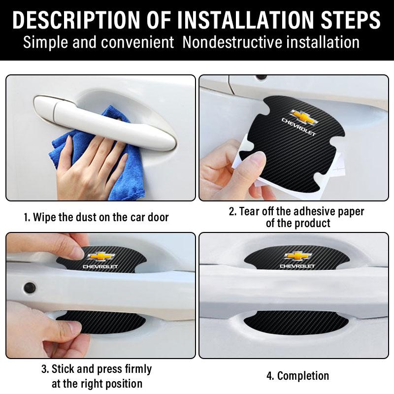 Car Door Handle Protection Sticker Emblem Car Decoration Styling for Chevrolet Chevry Cruze Impala Camaro Garna Equinox Volt Yakista AVEO Sedan Malibu