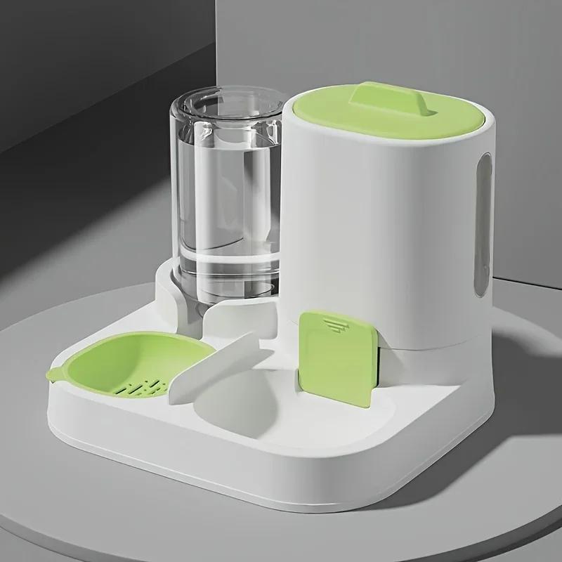 A1-Pack Automatischer Schwerkraft-Katzenwasserspender & Futterautomat - Auslaufsicher Großes Fassungsvermögen Einteiliges Design 1p