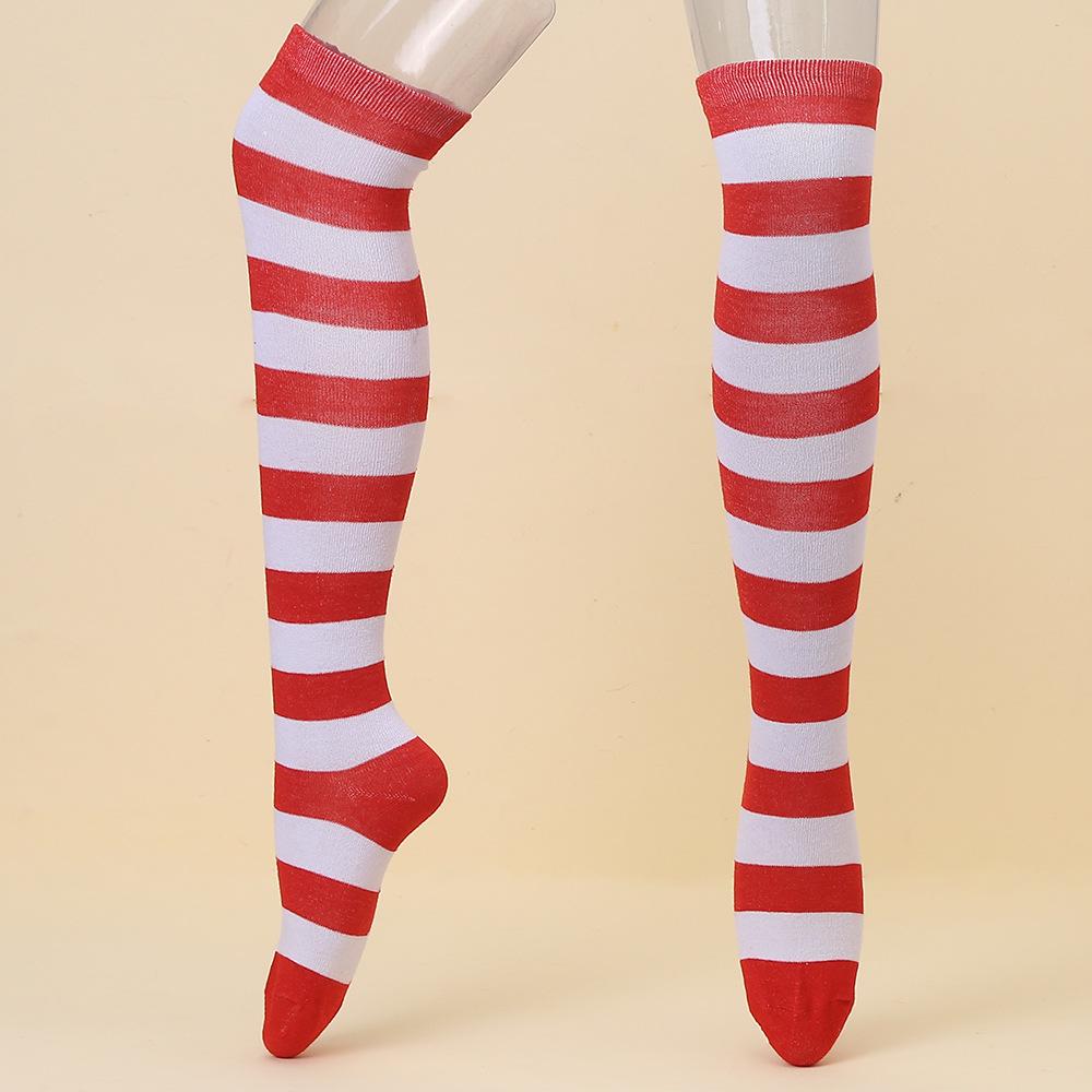 European & American Halloween Christmas Striped Over-the-Knee Socks for Women's Cosplay
