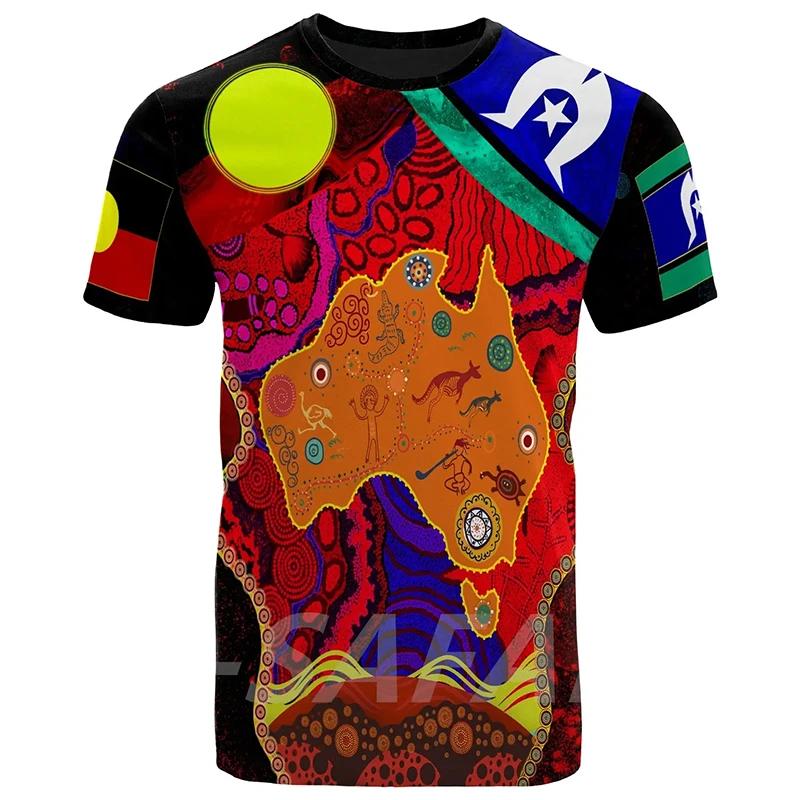 Australia Aboriginal Lizard Sunshine Pattern 3d Print Tshirts Street Casual O Neck T-Shirt Men Women Harajuku Short Sleeve Tops