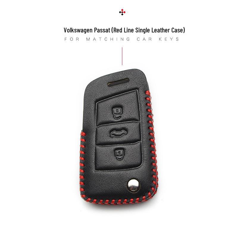 Key Case for Volkswagen: Compatible with 2017+ Magotan, Golf B8, Passat, Tiguan, Lavida, Bora - Genuine Leather