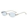 Y2k Cat Eye Oval Sunglasses With Metal Frame Uv400 For Outdoor Fashion