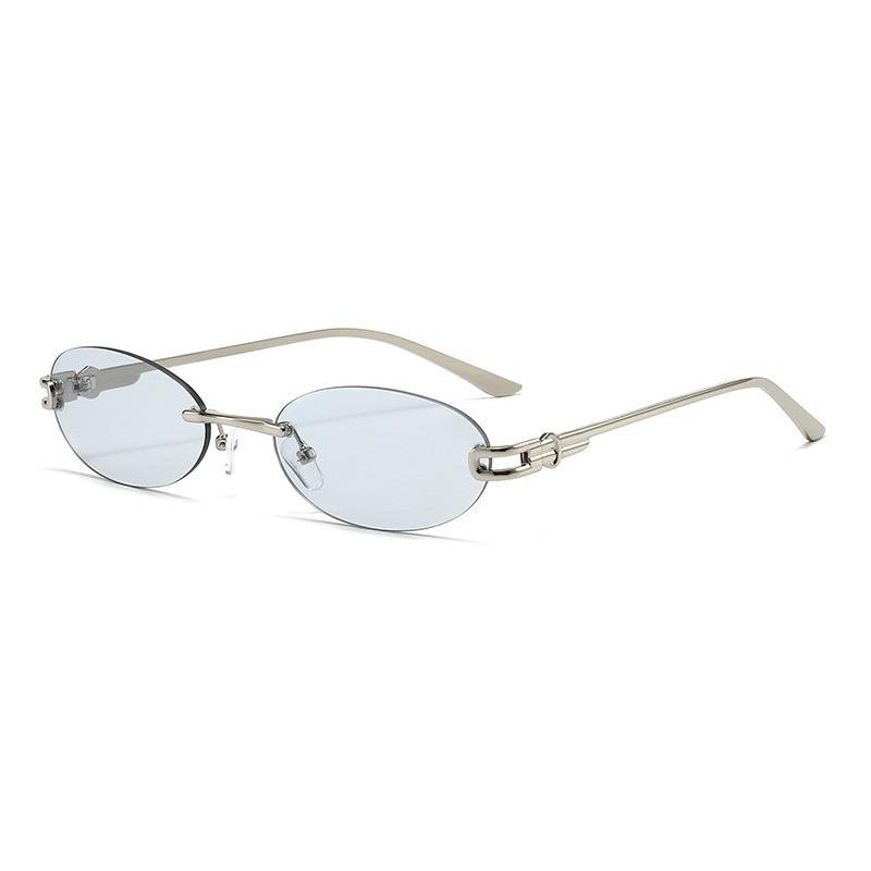 Y2k Cat Eye Oval Sunglasses With Metal Frame Uv400 For Outdoor Fashion