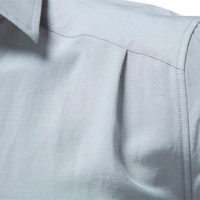 Chemise homme manches longues printemps automne doux décontracté couleur unie à col rabattu simple boutonnage