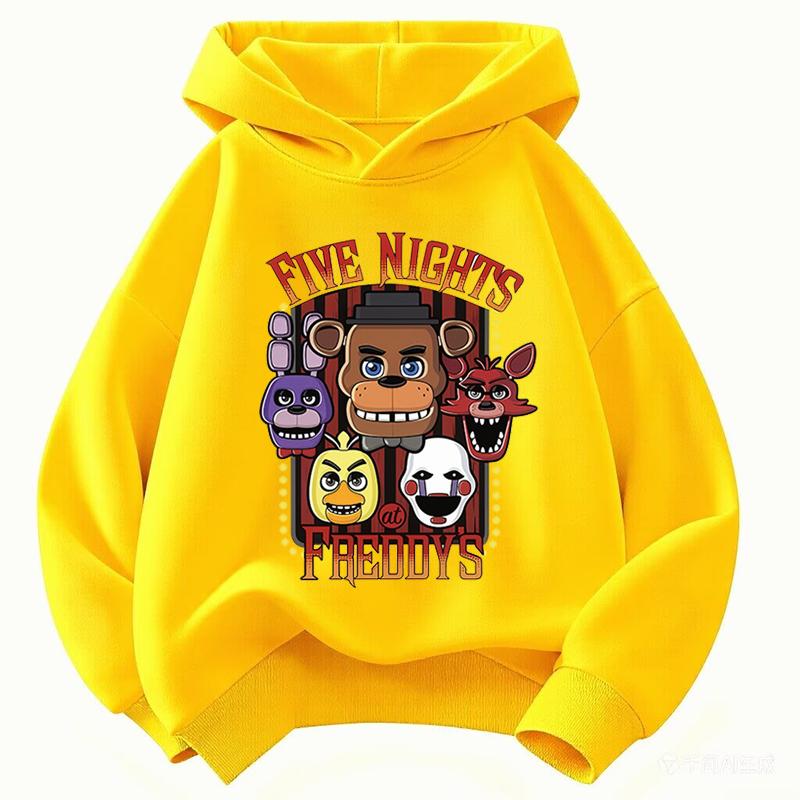 2026 Kids' Fashion Printed Hoodie, Casual Sports FNAF Ghost Doll Themed Sweatshirt, Boys' and Girls' Sweatshirt