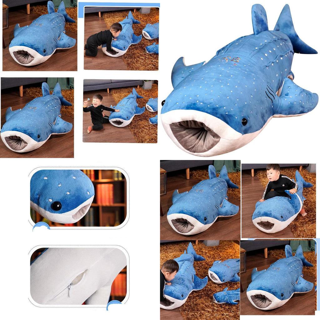 Großes Blauwal Plüschtier Superweiches Stofftier für Kinder Cartoon Hai Wal Kissen