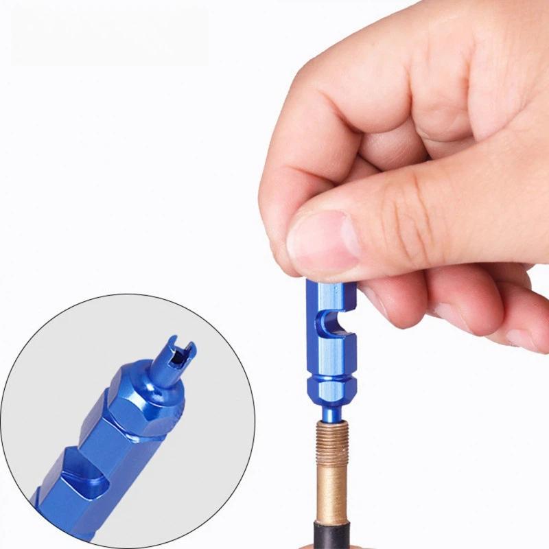 Portable 3-in-1 Bike Valve Core Remover 1Pcs Multifunctional Wrench Spanner Tool for Cross-country Cycling Trip Tire Repair