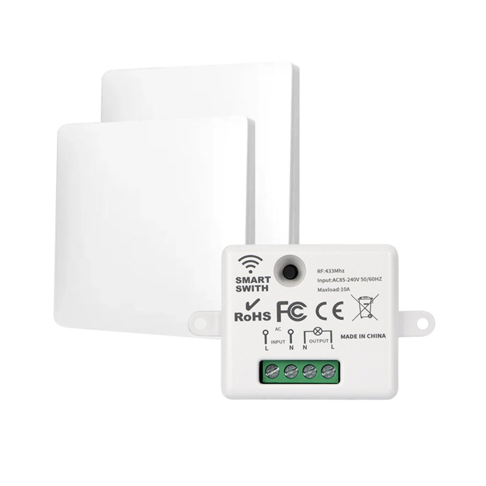 

Smart Wireless Rocker Switch Single Pole Double Control Compatible with 433MHz RF Remote Control AC 85-265V 50/60Hz Electrical Switch Module One Size белый