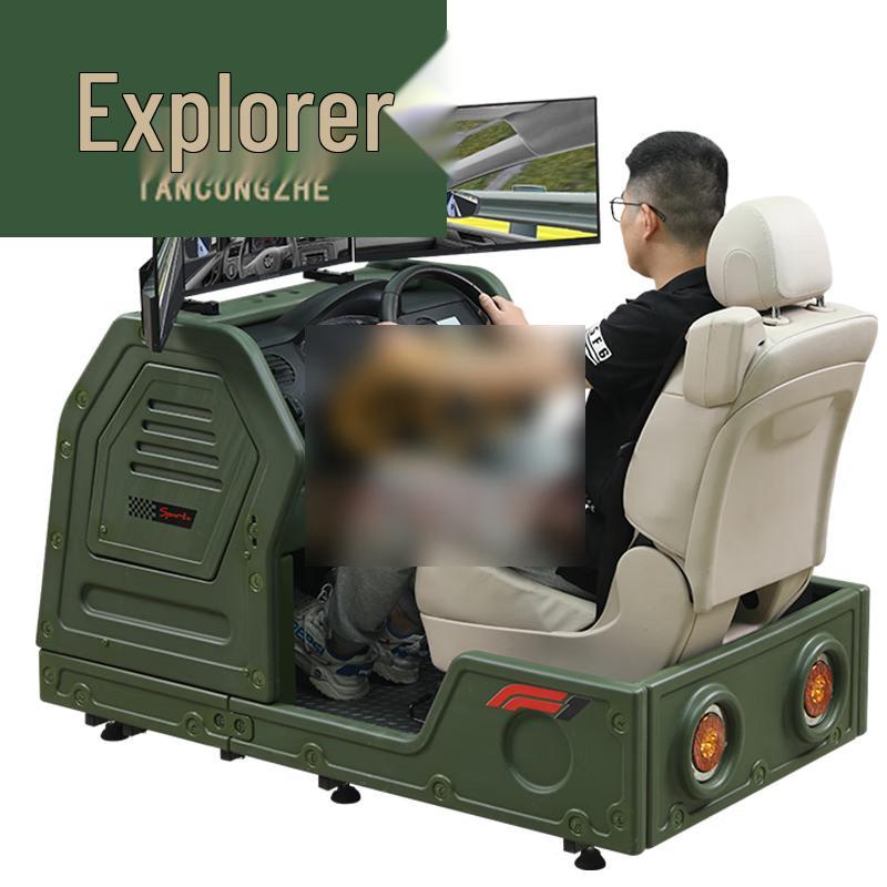Static Single-Seat Three-Screen Car Driving Simulator