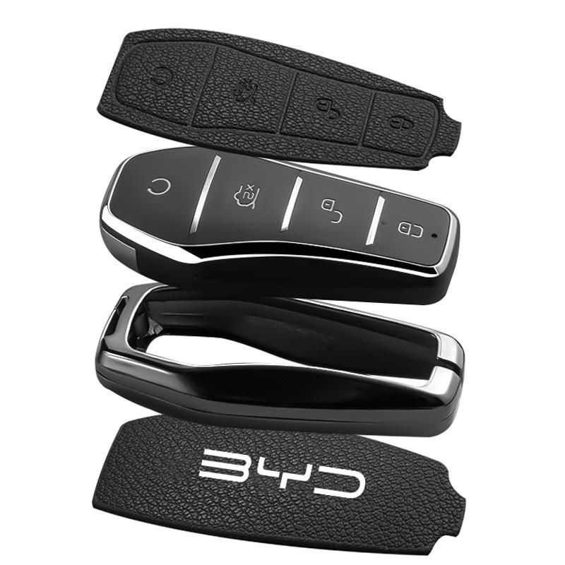 Interior Mouldings Zinc Alloy Key Case Cover for BYD Song Plus Atto 3 Han EV Tang DM Qin Seal Dolphin Remote Fob Holder Keychain