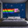 Regenbogen Pixel Katze Wandteppich Niedliches Meme Wandbehang Retro Spielzimmer Dekor Kawaii Cartoon Wandkunst Schlafzimmer Wohnheim Dekor