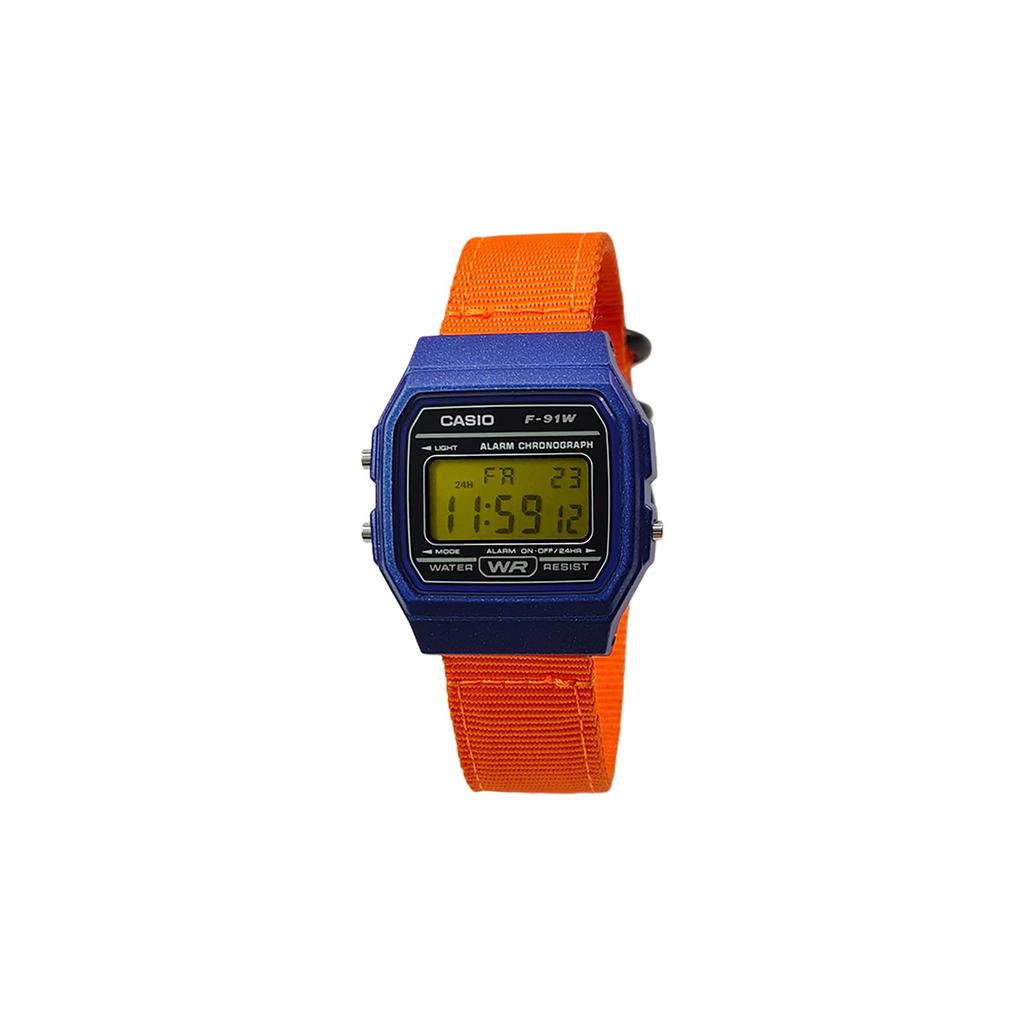 CASIO Custom Collection Quartz Movement Nylon Strap Watch Men's Watches Black Dial F-91WM-2A(Watch5--)