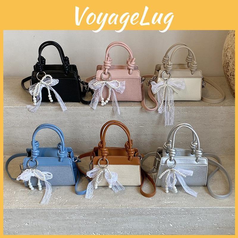 Design Minimally Spliced Children Casual Single Shoulder Square Bag With Pendant