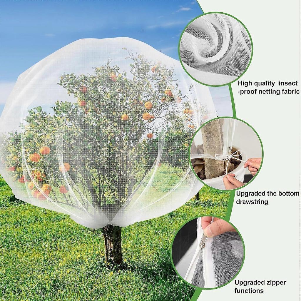 Garden Netting Mesh for Plants,Insect Bird Barrier Netting Mesh with Zipper and Drawstring,for Vegetables Fruits Flower Bushes,3.3 x 3.9 FT
