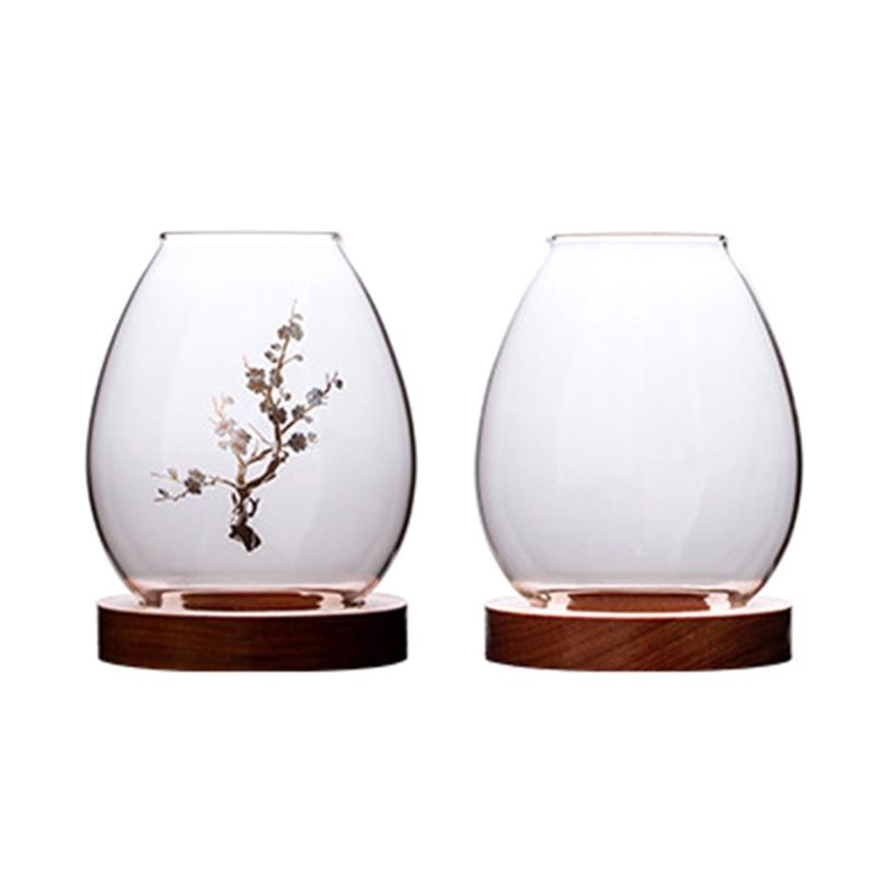 Windproof Candle Shade Cover Candle Shade Cover with Wood Base Home Decorations
