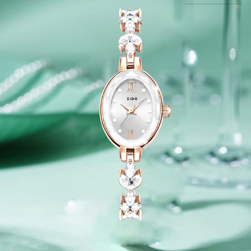 ZIDO Women s Luxury Oval Watch - Elegant, Simple, and Fashionable with Diamond Inlays. Watch Only