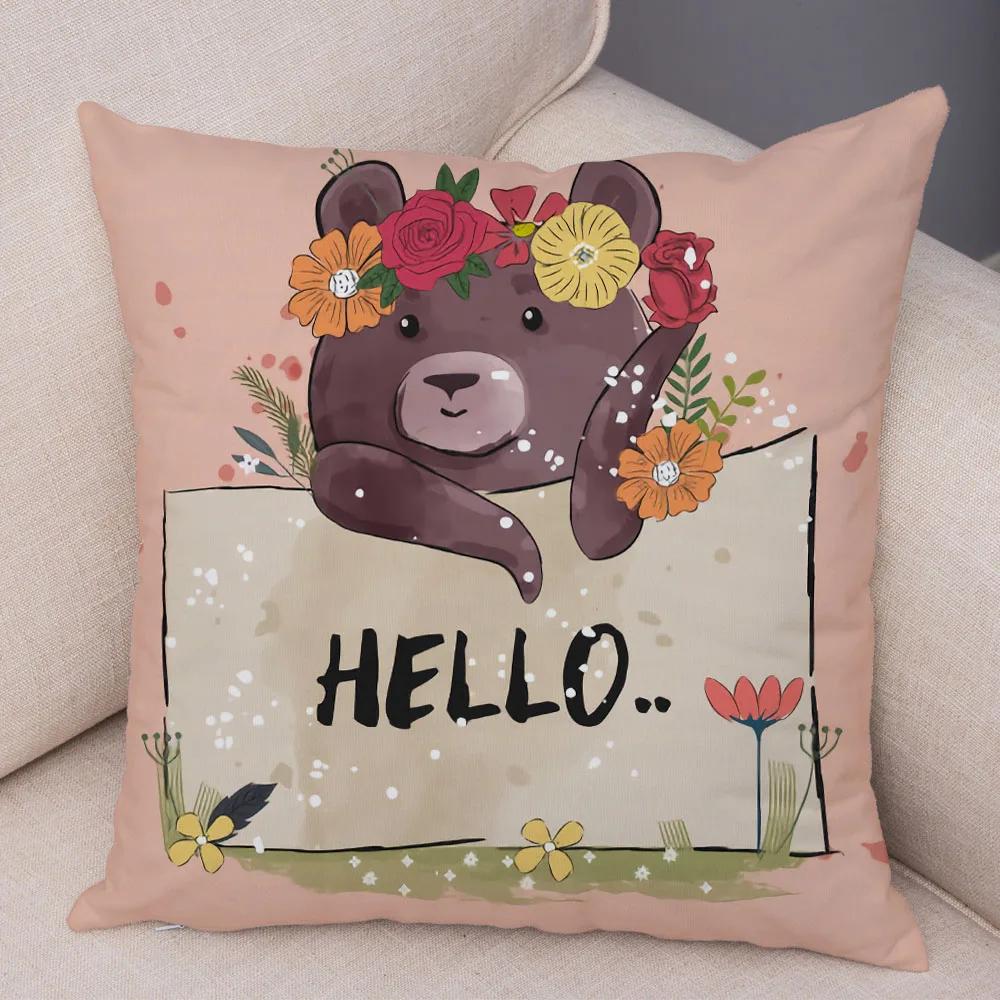 Home Decoration Colorful Cartoon Panda Bear Kids Sofa Car Pillow Cover Cute Animal Cushion Cover funda de almohada
