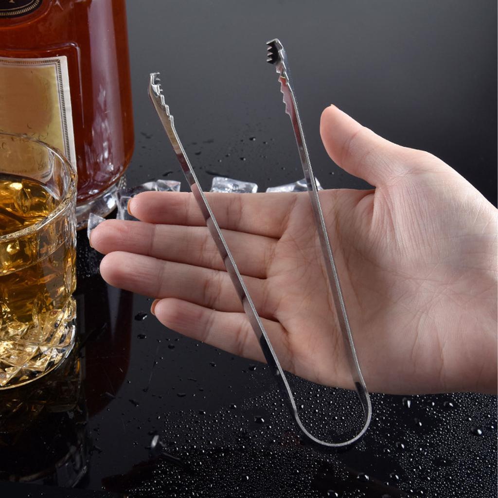 Ice Tongs Small Tongs Stainless Steel with Sharp Teeth for Ice Bucket Ice Sugar Cubes Coffee Bar Food Serving
