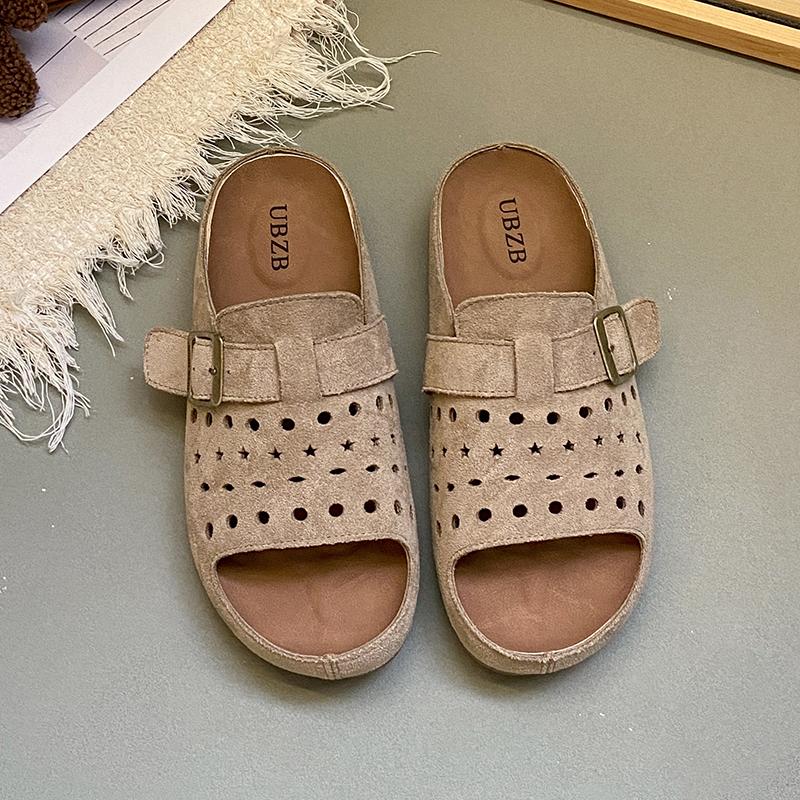 Shoes for Women 2025 New Open Toe Women's Slippers Outdoor Beach Casual Summer Belt Buckle Comfortable Flat Slippers