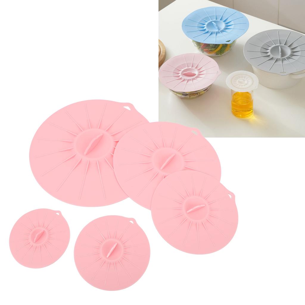 Silicone Lid Set Heat Resistant Reusable Microwave Splatter Cover Food Suction Lid for Bowls Pots Pans 5pcs