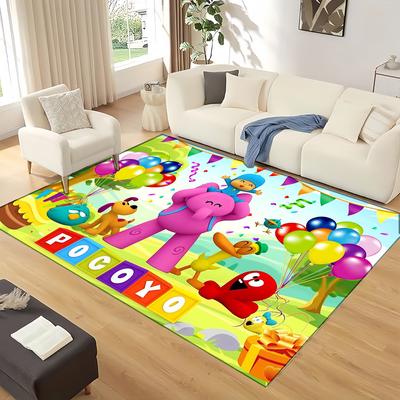 3D Spaß P-Pocoyo Elly Pato Cartoon Teppich für Zuhause Wohnzimmer Schlafzimmer Sofa Fußmatte Dekoration, Kinder Spiel Rutschfeste Bodenmatte Geschenk