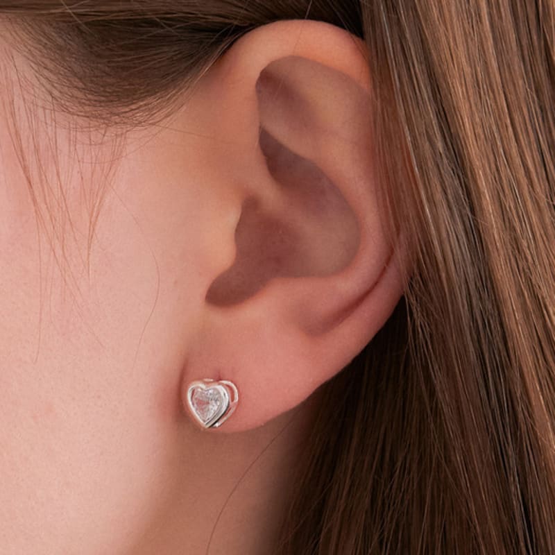 OVLA (SILVER 925) volume heart cubic earring JE003