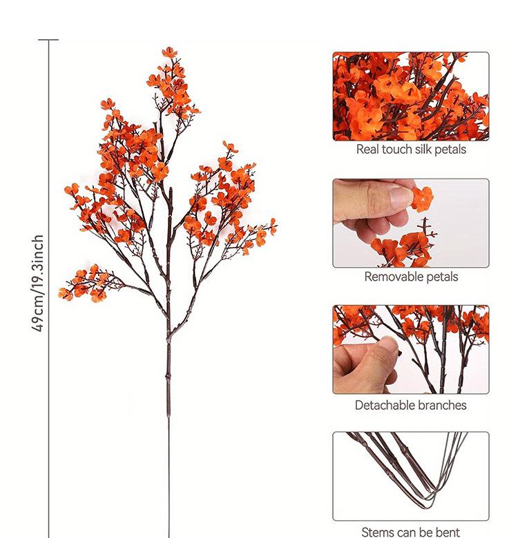 1 шт. 5 вилок Цыганская слива ручка букет симуляция цветок свадебный ручной букет набор для украшения дома цветочная композиция 1PCS оранжевый