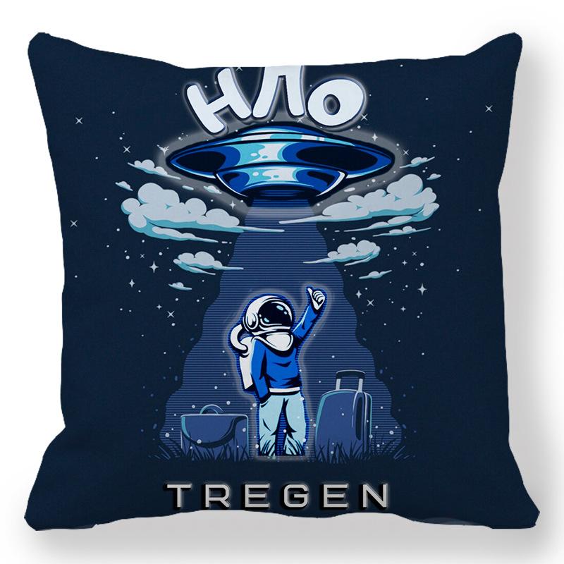 Creative Astronaut Pattern Digital Printing Short Plush Pillow Covers for Car Sofa Office Cushion Cover Home Goods 60x60cm