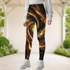 Girls Red Black Abstract Printed Full Length Stretch Waist Yoga Leggings