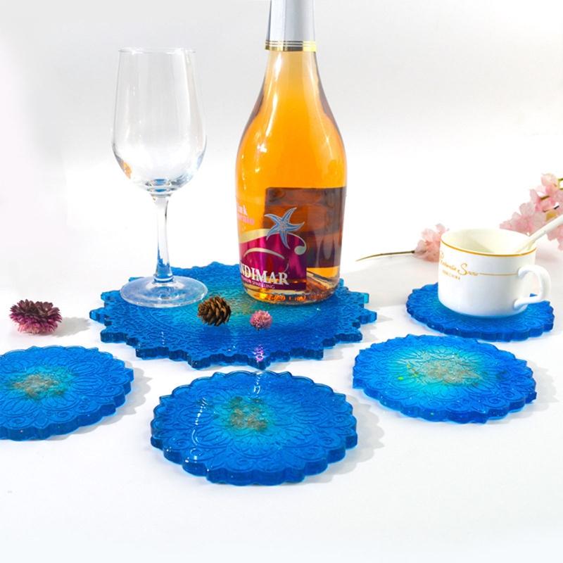 Mandala Diy Homemade Mold Coaster Crystal Dripping for Creative Silicone Mold Crystal Drip Placemat Mold for Diy Craft