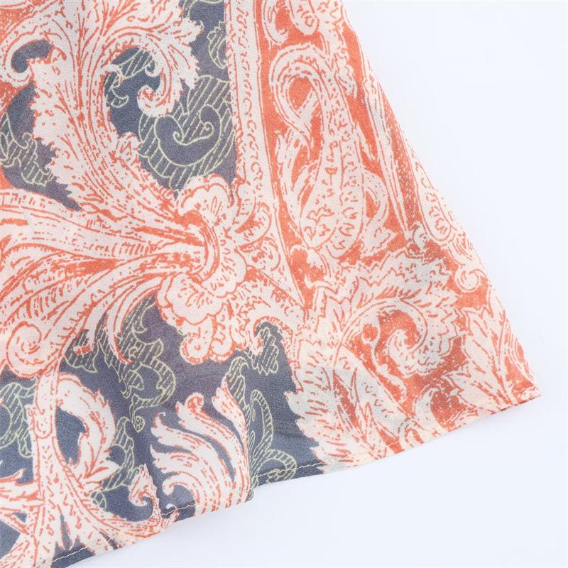 Summer Ethnic Floral Ruffle Spaghetti Strap Dress
