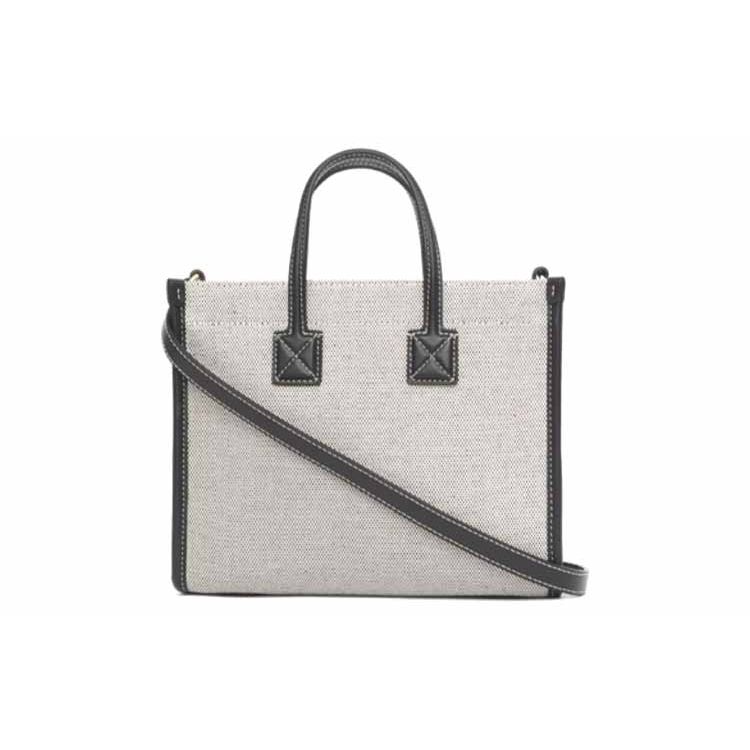 Burberry Freya Large Adjustable Strap Cotton And Calfskin Tote Bag Women Tote Bags Black Gray 80441421