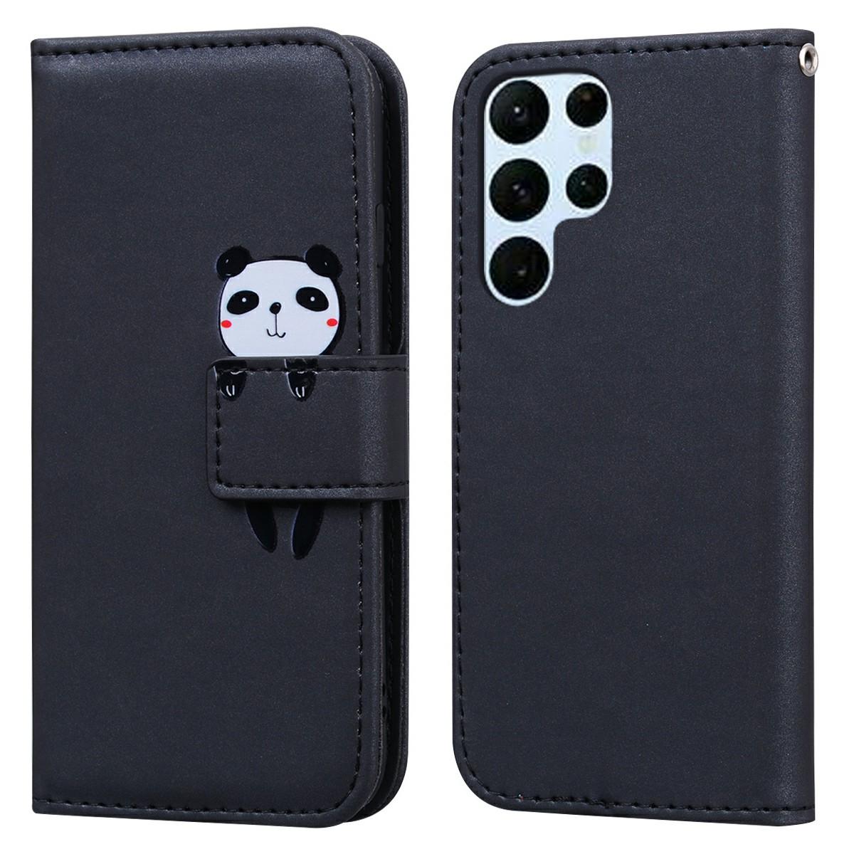 

For Samsung Galaxy S25 Ultra Case Cartoon Pattern Wallet Leather Phone Cover Black