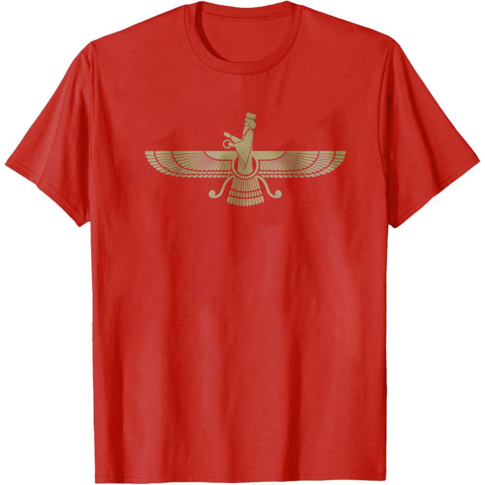 Egyptian Symbol Men's T-Shirt Faravahar Ancient Persian Design Casual Wear Summer Fashion Round Neck Clothes