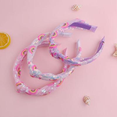 Koreansk Stil Dam Färgstarka Paljett Toppknut Hårband Accessoarer