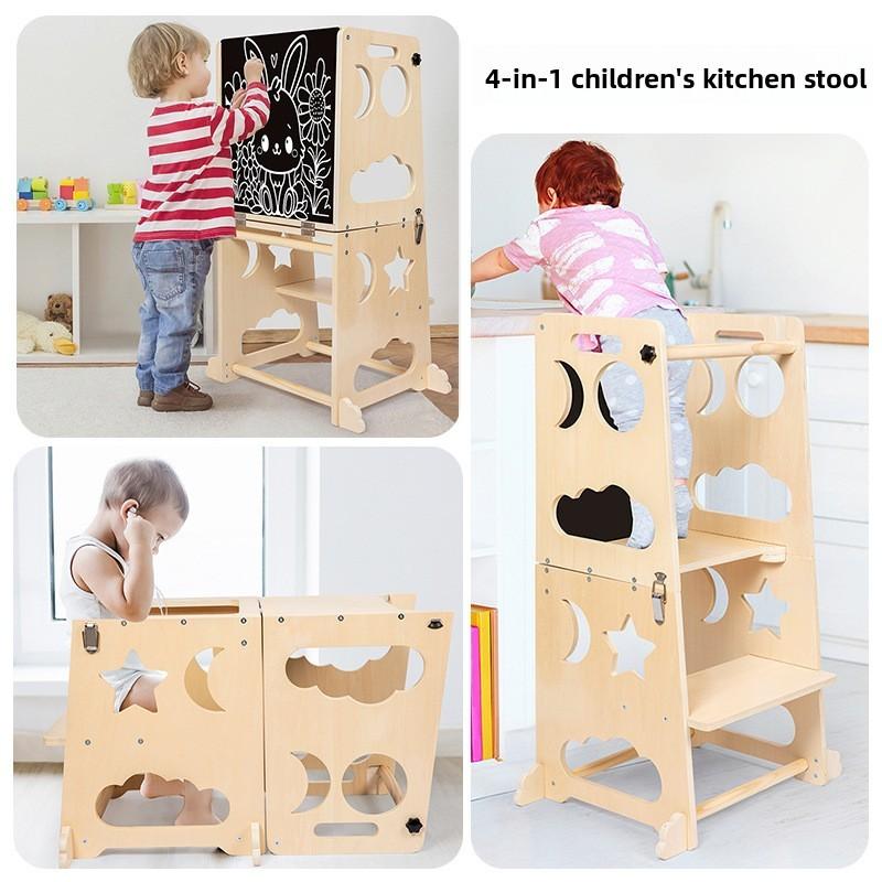 Multipurpose Children Wooden Climbing Stool Safety Design Early Fun Development