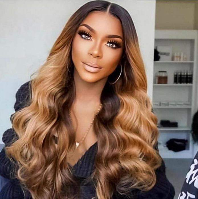 

Предварительно выщипанный коричневый парик с эффектом омбре, бразильские парики с объемной волной из натуральных волос для чернокожих женщин, плотность 130%