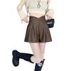 Women's Fall Winter Outer Wear High Waisted Slimming A-Line Wide Leg PU Leather Shorts Black Pants Mini Shorts Versatile Slim Fit Hot Pants