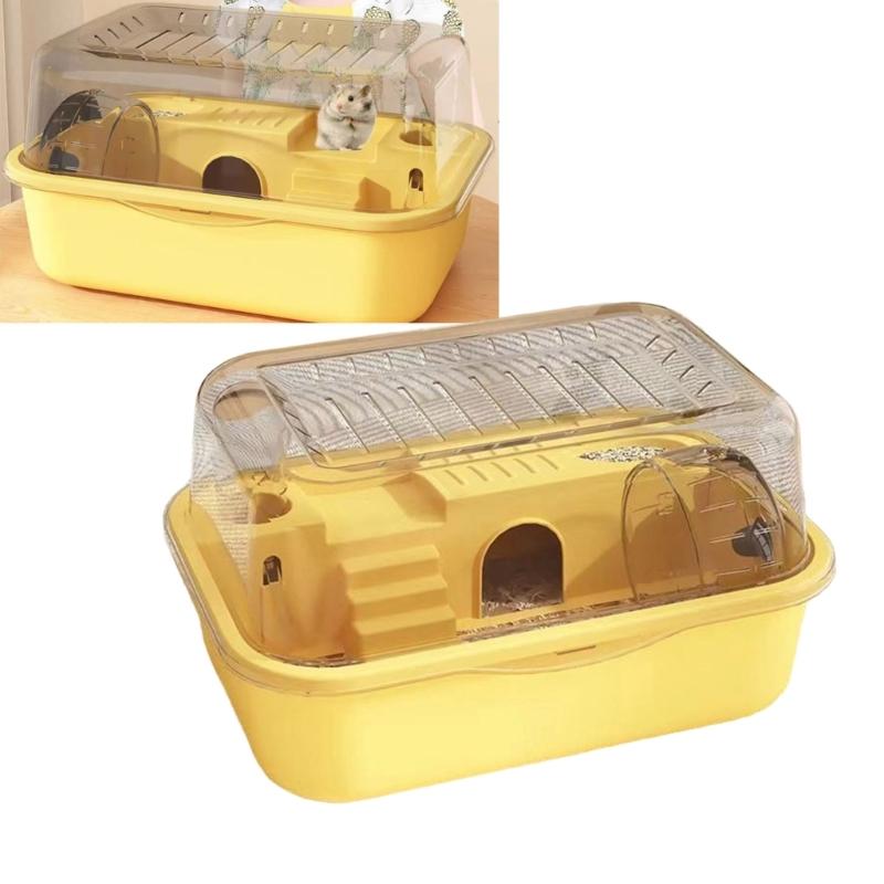 Clear View Rodents Habitat Detachable Pet Cage with Running Wheel and Enrichment Climbing Structure for Small Animal