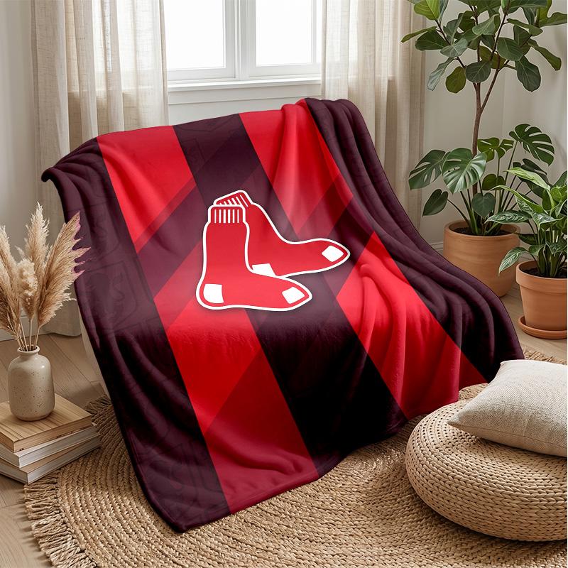 Boston Red Sox Flannel Fleece Blanket Cozy Warm Throw Blanket For Couch Bed Travel All Season Use